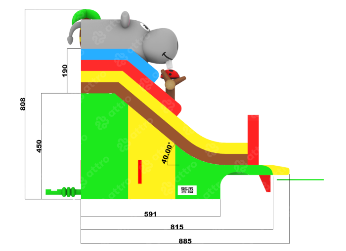 Надувной аквапарк "Бегемотик Мотя" 17,5*10*8,1 м