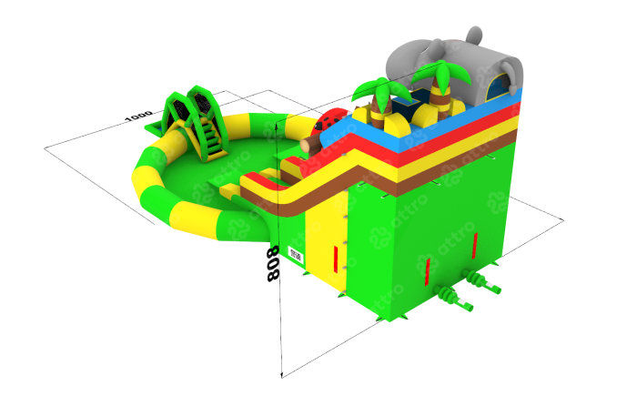 Надувной аквапарк "Бегемотик Мотя" 17,5*10*8,1 м