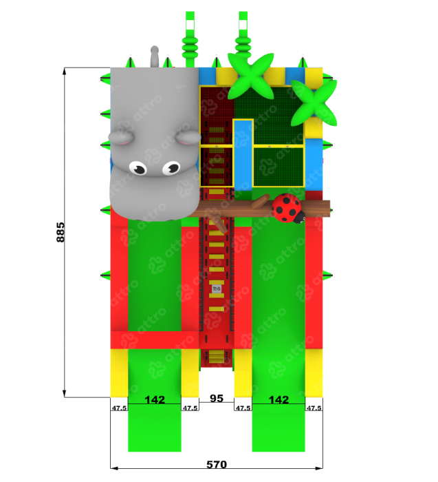 Надувной аквапарк "Бегемотик Мотя" 17,5*10*8,1 м