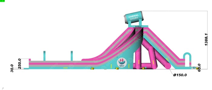 Водная надувная горка "Триппо" с одним бассейном 35*15*14 м 