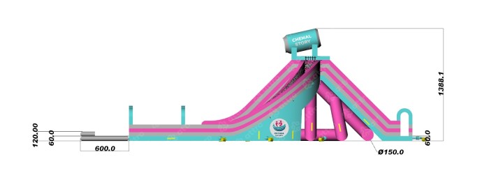 Водная надувная горка "Триппо" с одним бассейном 35*15*14 м 