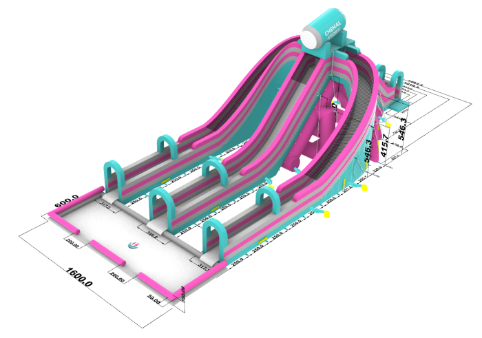 Водная надувная горка "Триппо" с одним бассейном 35*15*14 м 