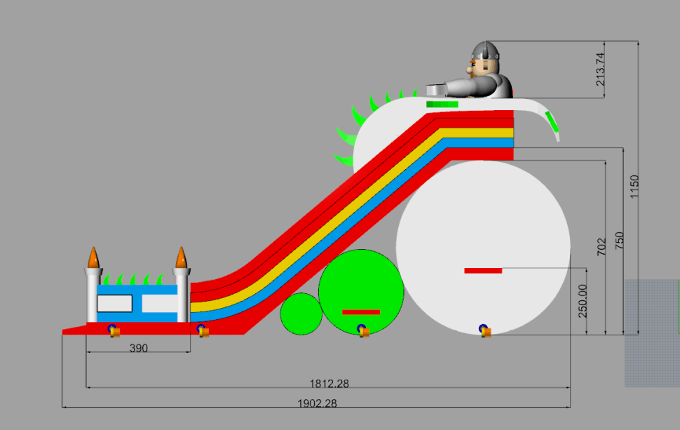 Надувной батут «Как приручить дракона» 18*13*11,5 м