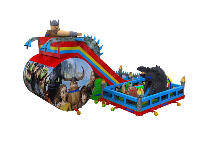 Надувной батут «Как приручить дракона» 18*13*11,5 м