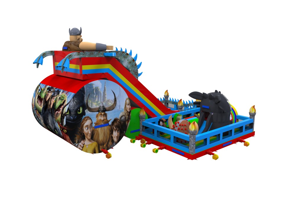 Надувной батут «Как приручить дракона» 18*13*11,5 м