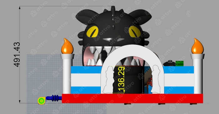 Надувной батут «Как приручить дракона» 18*13*11,5 м