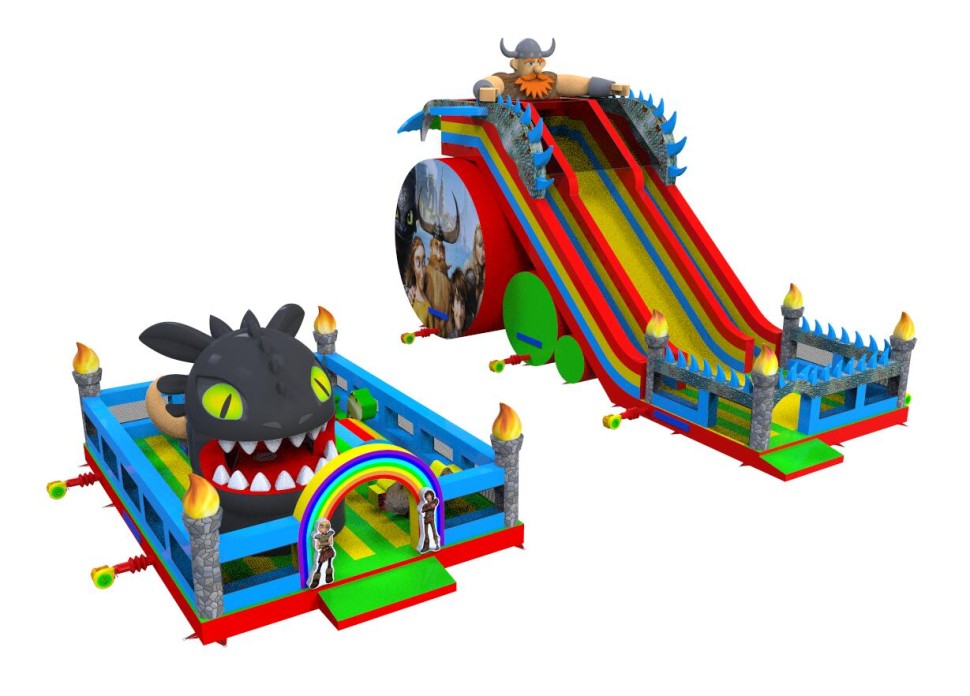 Надувной батут «Как приручить дракона» 18*13*11,5 м