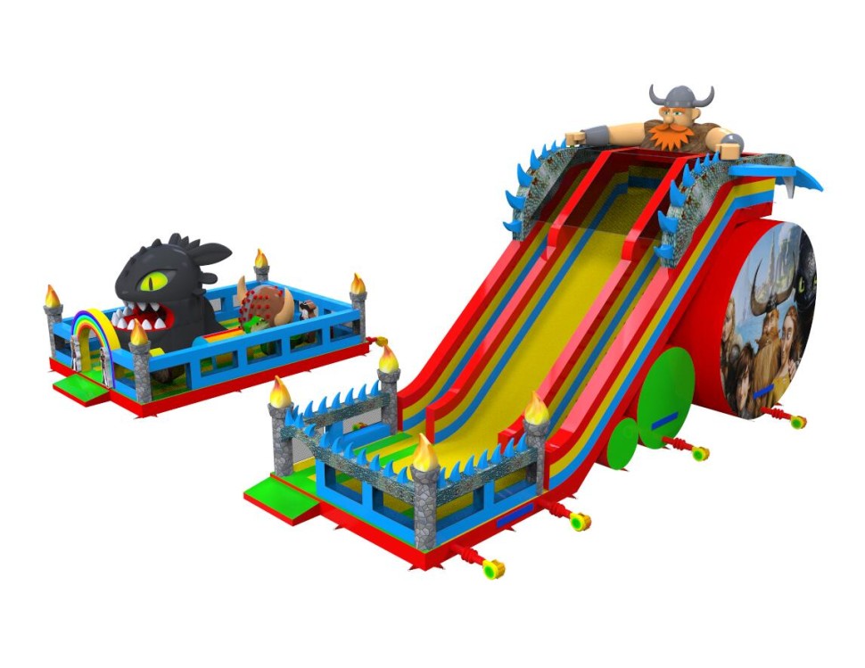 Надувной батут «Как приручить дракона» 18*13*11,5 м