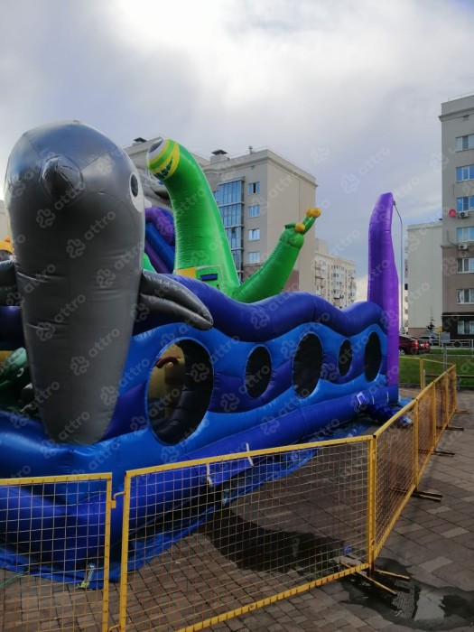 Надувная горка "Морская сказка" 10*10*8 м Б/У