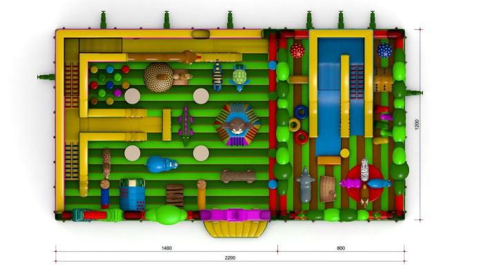 Надувной батут "Сказочный лес" 22*12*10 м