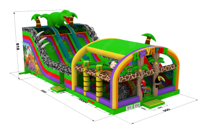 Надувной батут «Остров Динозавров» 19*9*8,2 м 