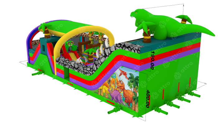 Надувной батут «Остров Динозавров» 19*9*8,2 м 