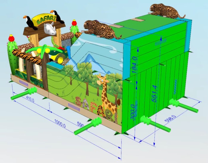 Надувная горка "Сафари" 10*6*5,5 м