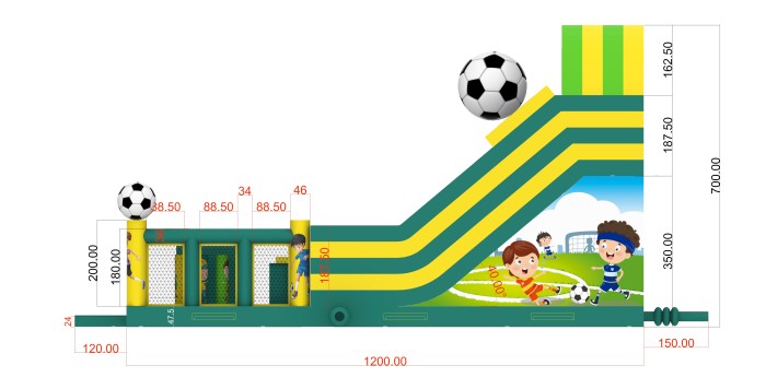 Надувная горка "Спортикус" 12*4,3*7 м (из одной части)