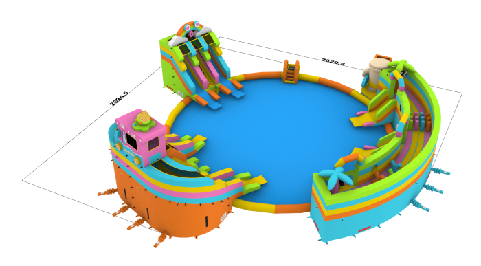 Надувной аквапарк "Веселые каникулы" 26,5*26,5*9,4 м