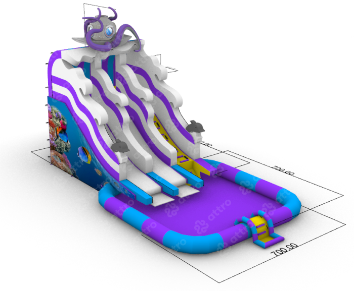 Надувной аквапарк "Спрут на волнах" 13*7*7,5 м