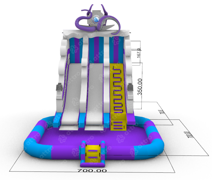 Надувной аквапарк "Спрут на волнах" 13*7*7,5 м