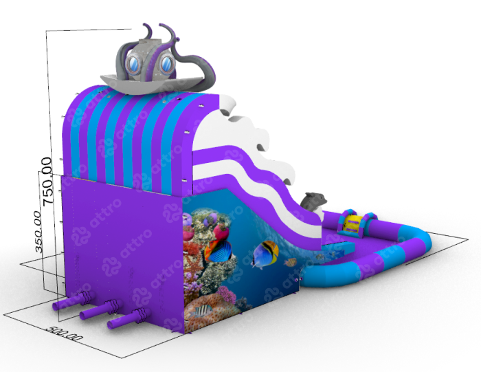 Надувной аквапарк "Спрут на волнах" 13*7*7,5 м