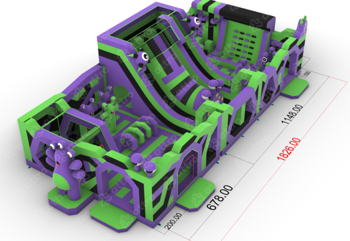 Надувная горка "Парк Монстров" 18*9*5,4 м  Б/У