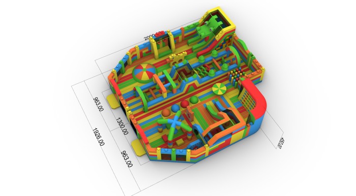 Надувной парк "Цветной" 20*19,3*4,5 м 