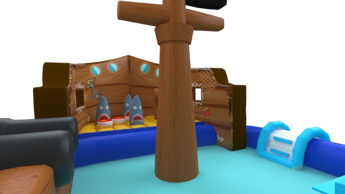 Надувной аквапарк "Пиратский галеон" с круглым бассейном 15,5*8*5,5 м