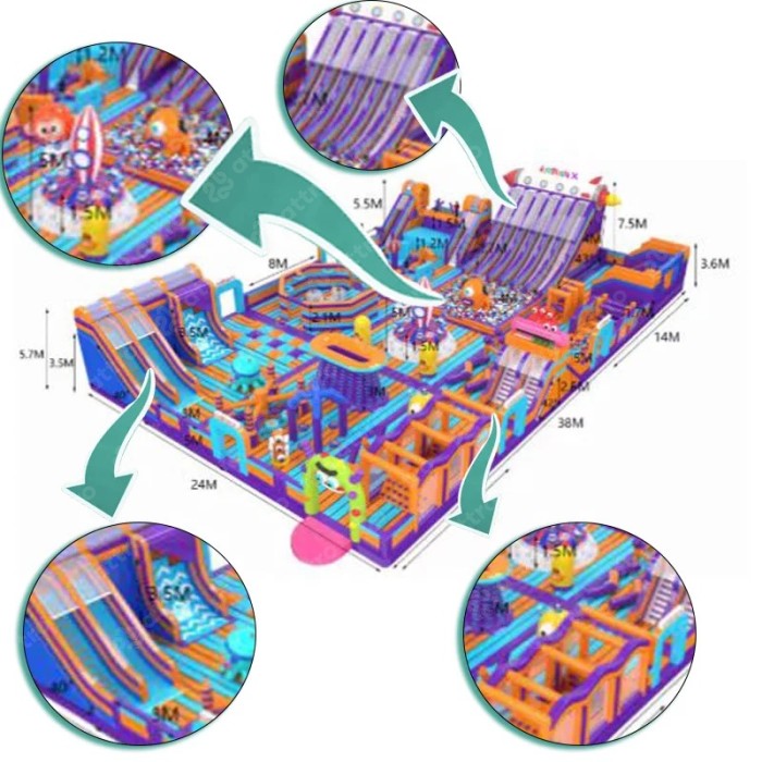 Надувной парк "Космонавты" 38*24*7,5 м