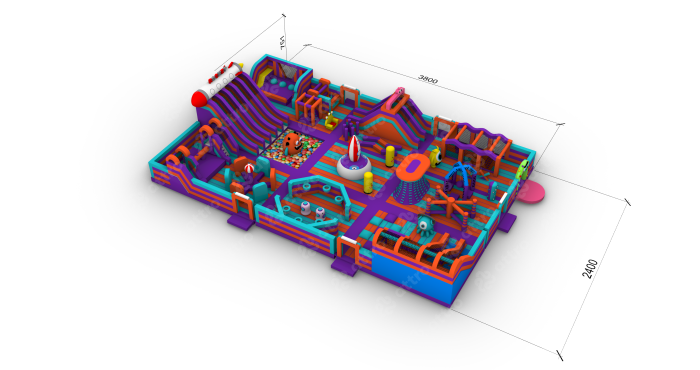 Надувной парк "Космонавты" 38*24*7,5 м