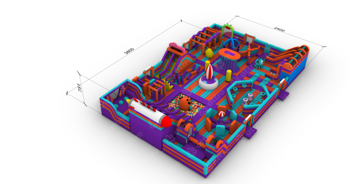 Надувной парк "Космонавты" 38*24*7,5 м