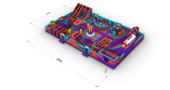 Надувной парк "Космонавты" 38*24*7,5 м