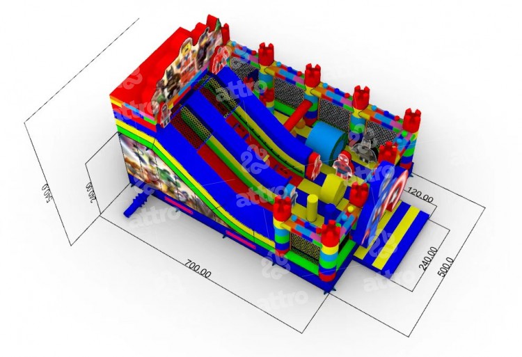 Надувной батут "Супергерои" 7*5*5 м