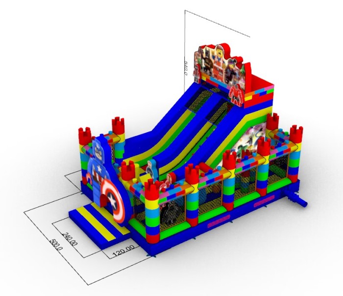 Надувной батут "Супергерои" 7*5*5,4 м