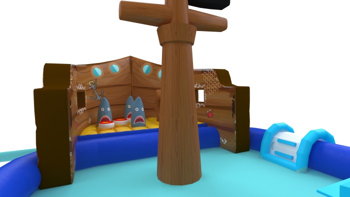 Надувной аквапарк "Пиратский галеон" с прямоугольным бассейном 20*7*6 м