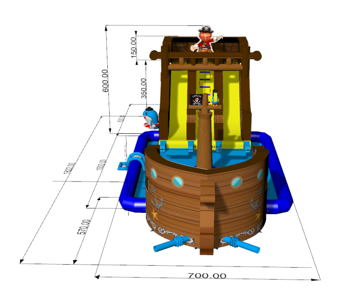 Надувной аквапарк "Пиратский галеон" с прямоугольным бассейном 18*7*6 м
