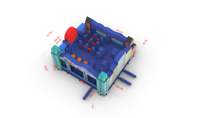 Надувной батут "Герои в городе" 6*6*3,4 м