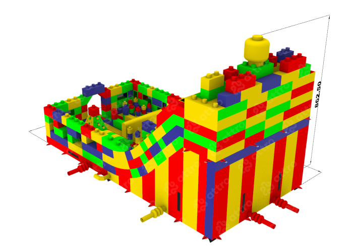 Надувная горка "Конструктор - 1" летний, 14*7*8,6 м 
