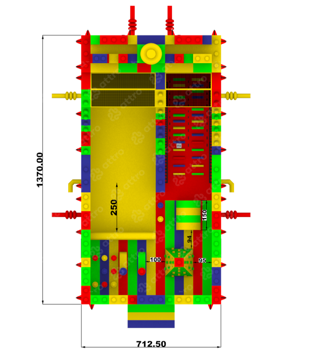 Надувная горка "Конструктор - 1" летний, 14*7*8,6 м 
