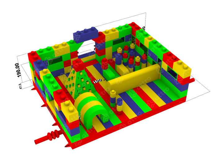 Надувная горка "Конструктор - 1" летний, 14*7*8,6 м 