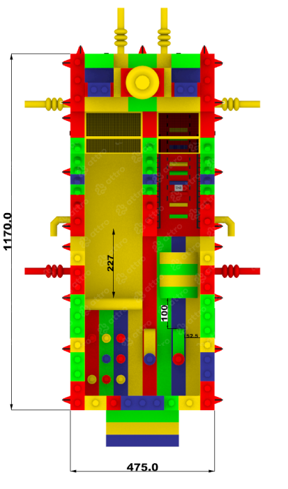 Надувная горка "Конструктор" летний, 12*5*5,4 м 