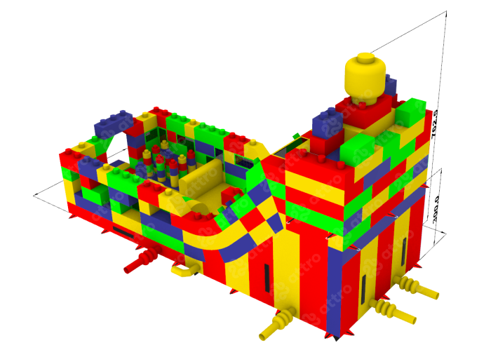 Надувная горка "Конструктор" летний, 12*5*5,4 м 