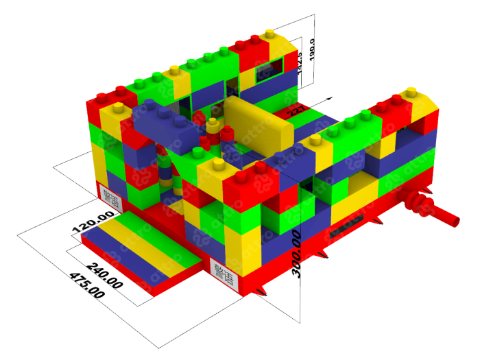 Надувная горка "Конструктор" летний, 12*5*7,6 м 