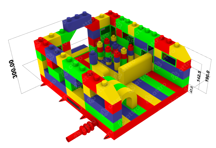 Надувная горка "Конструктор" летний, 12*5*7,6 м 
