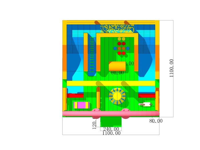 Надувная горка "Замок"  11*11*8,3 м