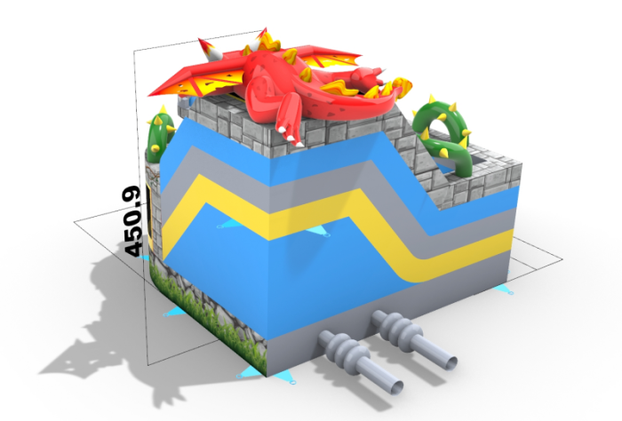 Надувной батут "Башня дракона" 5*4,5*4,5 м