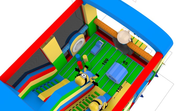 Надувной батут "Веселье Миньонов под крышей" 8*6*6 м