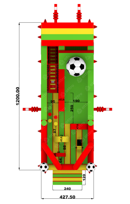 Надувная горка "Спортикус" красный 12*4,3*7 м