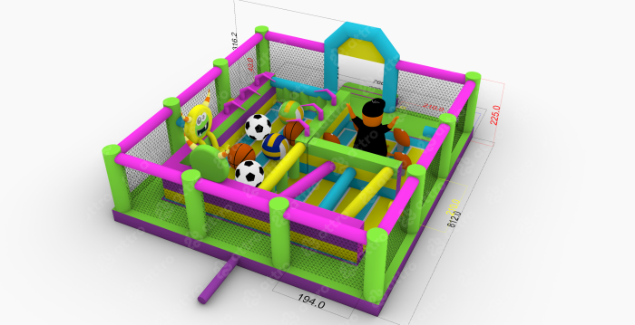 Надувная полоса препятствий "Монстрическая" 8,2*7,7*3,2 м