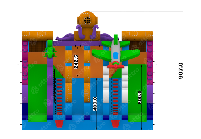 Надувной аквапарк "Пристань Жюль Верн" 21*15*9,1 м