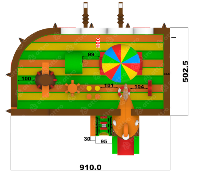 Надувной аквапарк "Пристань Жюль Верн" 21*15*9,1 м