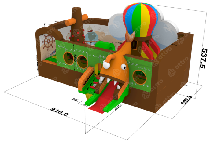 Надувной аквапарк "Пристань Жюль Верн" 21*15*9,1 м