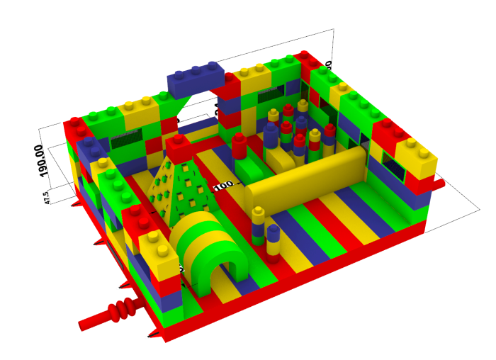 Надувная горка "Конструктор - 1" зима/лето, 14*7*8,6 м